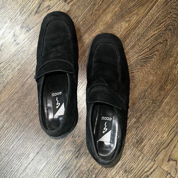 Rare Vtg 90s ECCO Black Suede Chunky Loafer Euro 39 8/8.5 - Picture 2 of 8